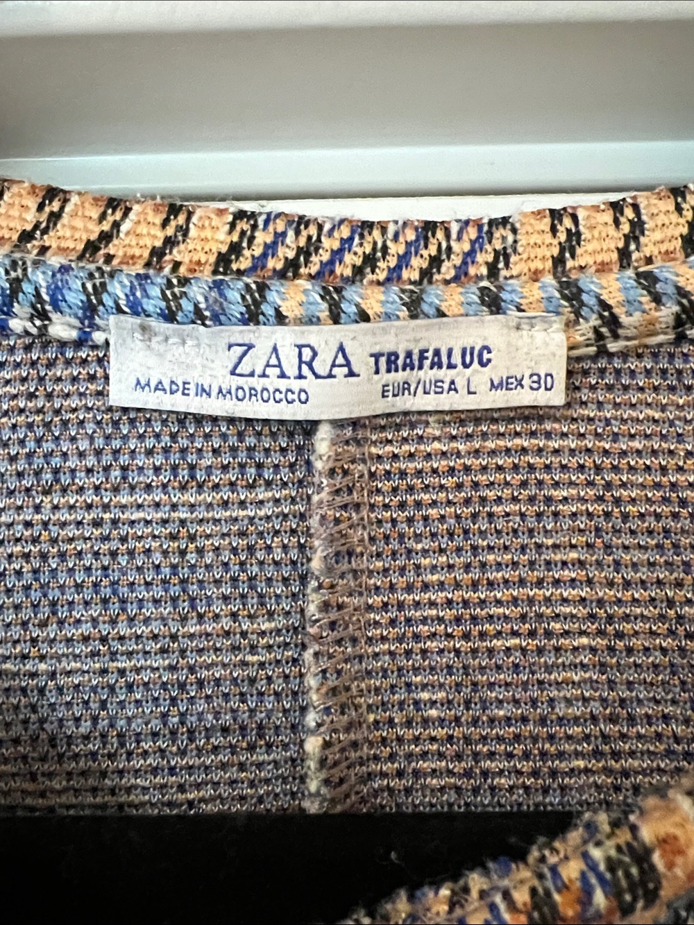 Zara Trafaluc Multicolor Tweed Top - Blue & Tan - Picture 2 of 2